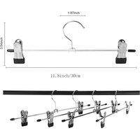 FLAVORA 1x Pants Hangers w/ Non-Slip Clips Trouser Jeans in Silver | Size: 100 cm x 15 cm