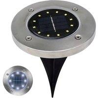 FLAVORA 8x Warm White Solar Power LED Lights Ground Floor in Silver