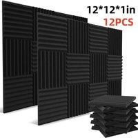 PAWNORA 12PCS Acoustic Foam Panel Wall Tiles 30*30*2.5cm in Black