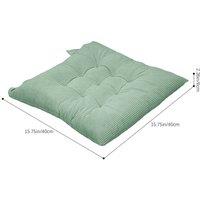 PAWNORA 4x Green Thick Square Chair Cushions Tie On Garden Dining