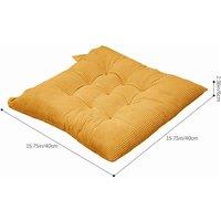 PAWNORA 4x Yellow Thick Square Chair Cushions Tie On Garden Dining