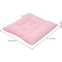 PAWNORA 4x Pink Thick Square Chair Cushions Tie On Garden Dining