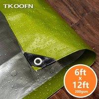 FLAVORA 6ftx12ft Of Heavy Duty Green Tarpaulin Waterproof Cover