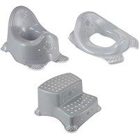 Keeeper Grey Stars Baby Potty, Toilet Seat & Double Step Stool Set