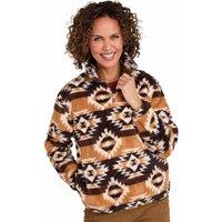 Amber Women's Cosy Borg Fleece Top 1/2 Zip Sweatshirt with Pockets & Jersey Binding in Camel | Size: 10