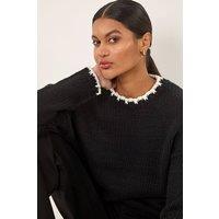 Roman Women's Stitch Detail Soft Knit Jumper in Black | Size: 10