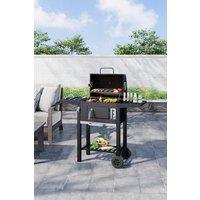 Garden Sanctuary Portable Outdoor Charcoal Grill with Side Tables in Black
