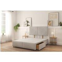 Sloomy Vienna Plush Divan Bed Base 2 Drawers Left Side With 26 Strutted Headboard & 12 Matching Footboard in Silver | Size: Double