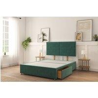 Sloomy Montana Naples Divan Bed Base 2 Drawers Same Side With 26 Strutted Headboard in Emerald | Size: King