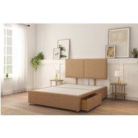 Sloomy Montana Naples Divan Bed Base 2 Drawers Same Side With 26 Strutted Headboard in Light Brown | Size: Small Double