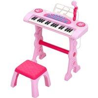 Living and Home 37-Key Electronic Piano Toy with Stool & Microphone in Pink