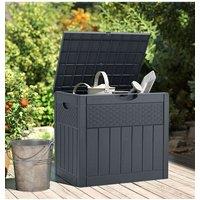 Living and Home 126L Waterproof Large Plastic Garden Storage Box with a Padlock-Grey Deck Box for Outdoor/Indoor, Patio(Rattan Texture) in Grey