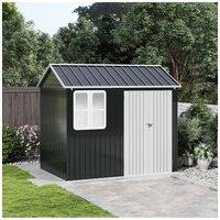 Living and Home 8.3 x 5.4ft Metal Apex Roof Garden Tool Shed Outdoor Storage House in Charcoal