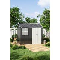 H&O Direct 8.3 x 5.4ft Metal Apex Roof Outdoor Garden Tool Storage Shed in Charcoal