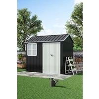 Garden Sanctuary 8.3 x 5.4ft Metal Apex Roof Outdoor Garden Storage Tool Shed in Charcoal