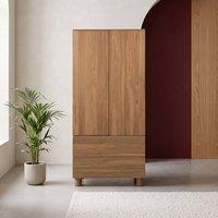 sweeek Wardrobe with 2 doors, 2 drawers & 1 hanging rail wood decor in Brown