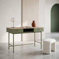 sweeek Wood decor & iron desk with 2 drawers & 1 compartment in Khaki