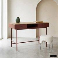 sweeek Wood decor & iron desk with 2 drawers & 1 compartment in Burgundy