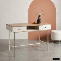 sweeek Wood decor & iron desk with 2 drawers & 1 compartment in Beige