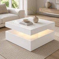 STILVORA Coffee Table with LED & Storage, White Finish