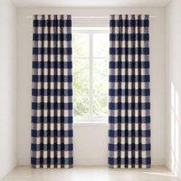Smart Living Gingham Check Curtains Pair with Tie Backs - Classic Checked Print in Blue | Size: 167 cm width x 183 cm drop