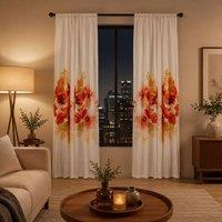 Smart Living Grace Floral Curtains Pair with Tie Backs - Large Flower Print | Size: 167 cm width x 183 cm drop