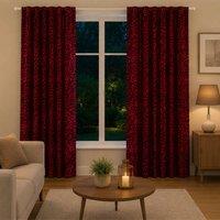 Smart Living Luxury Elegant Polycotton Lepord Print Curtains in Red | Size: 167 cm width x 183 cm drop