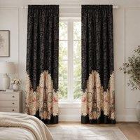 Smart Living Oooh La La Curtains Pair with Tie Backs - Eiffel Tower Print in Black | Size: 167 cm width x 183 cm drop
