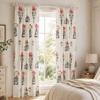 Smart Living Sketch Line Curtains Pair with Tie Backs - Animal Floral Print | Size: 167 cm width x 183 cm drop