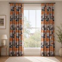 Smart Living Selfie Animal Curtains Pair with Tie Backs - Dog Urban Print | Size: 167 cm width x 183 cm drop