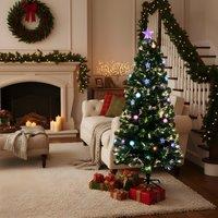 Shatchi 6Ft/180cm Baubles & Stars Fibre Optic Christmas Tree LED Pre-Lit in Green | Size: 6ft