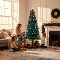 Shatchi 6Ft/180cm Berries Balls Fibre Optic Christmas Tree LED Pre-Lit in Green | Size: 6ft