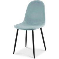Bravich LTD Ron Velvet Dining Chair Upholstered Padded Kitchen Chair Metal Legs in Blue | Size: 2 Pack