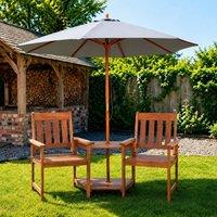 Samuel Alexander Rydal 2 Seater Wooden Love Seat & 2.7m Grey Parasol Set