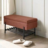 Wyld and Coco Golden Brown Lift-Top Storage Bench with Built-In Shoe Rack