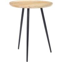 Elm Home And Garden Solid Mango Wood Round Side End Lamp Table in Light Oak