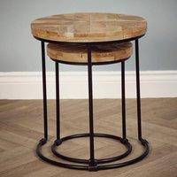 Elm Home And Garden Round Solid Wood Nest Of Two 2 Tables Fully Assembled H47 x W43 x in Brown