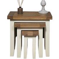 Elm Home And Garden Painted White Cream Oak Side End Lamp Nest Of 3 Tables