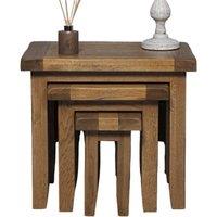 Elm Home And Garden Wooden Rustic Oak Side End Lamp Nest Of 3 Tables in Light Oak