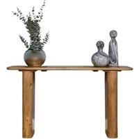 Elm Home And Garden Solid Mango Wood Hall Console Table Oak Finish in Light Oak