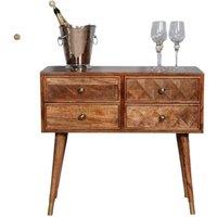 Elm Home And Garden Solid Mango Wood 4 Drawer Console Hall Telephone Table in Natural