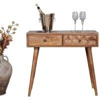 Elm Home And Garden Solid Mango Wood Dark Oak Finish Console Hall Table in Light Oak