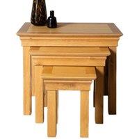 Elm Home And Garden Rustic Oak Nest of 3 Tables Side Lamp End Fully Assembled in Light Oak