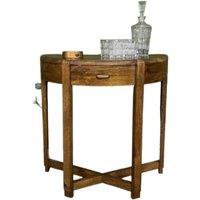 Elm Home And Garden Curved Hall Console Table Solid Wood Dark Oak Finish in Brown