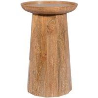Elm Home And Garden Round Side End Lamp Table Light Oak Finish Solid Mango Wood in Brown