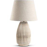 Elm Home And Garden Living Room Bedroom Bedside Table Lamp Large Cream White Wash Wooden