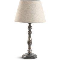 Elm Home And Garden Living Room Bedroom Bedside Table Lamp Large Grey Wooden Fabric Shade
