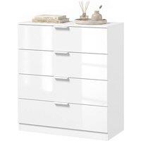 HOMCOM High Gloss 4-Drawer Chest of Drawers with Smooth Runners, White