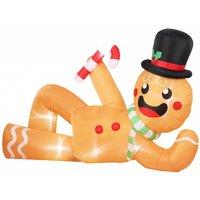 OUTSUNNY 9.8ft Christmas Inflatable Gingerbread, Blow Up Christmas Decor in Light Brown