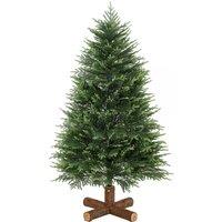 HOMCOM 5ft Artificial Christmas Tree, Auto Open, Fir Wood Base, Green | Size: 150 cm